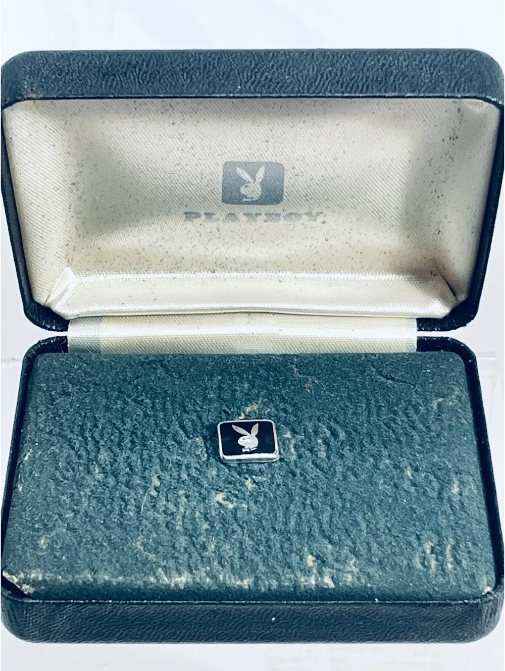 1980s Vintage Playboy Bunny Logo Lapel Pin with Original Box